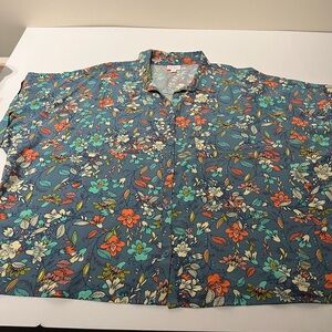 LuLaRoe Blue and Orange Button Down Shirt